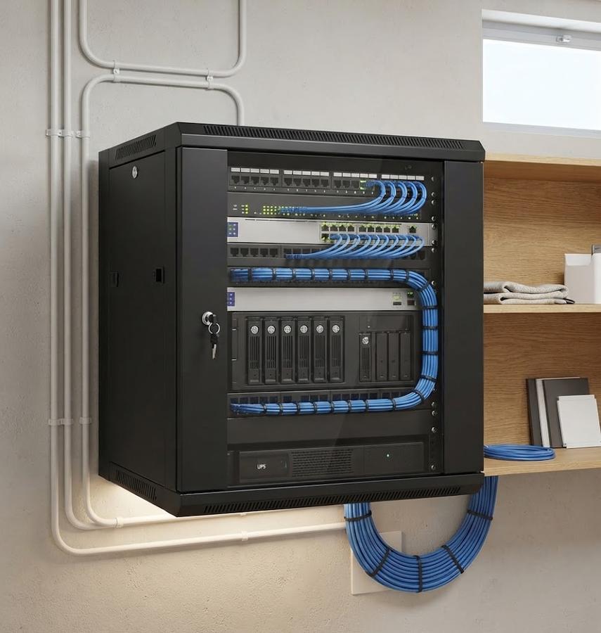 Tedgetal 12U Wall Mount Cabinet with Glass Door